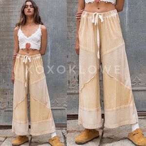 POL Golden Tan Rayon Jersey Wide Leg Summer Pants